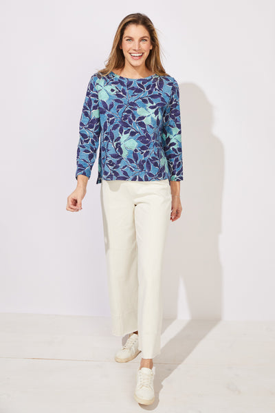 ESCAPE - FOLIAGE FLORAL COTTON SLUB JERSEY TEE- E12125