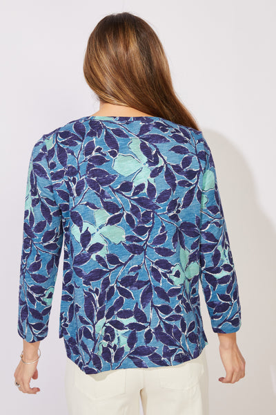 ESCAPE - FOLIAGE FLORAL COTTON SLUB JERSEY TEE- E12125