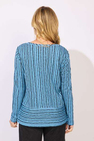 ESCAPE - STRIPE COTTON SLUB JERSEY EASY TEE - E12244 - 2 Colours