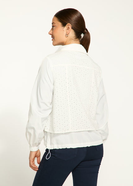 FDJ -  WHITE EYELET / LACE COMBO JACKET - 1224589