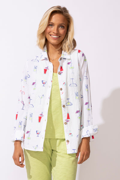 ESCAPE - MIRAGE COTTON POOL PARTY COCKTAILS  L/S SHIRT -E12311
