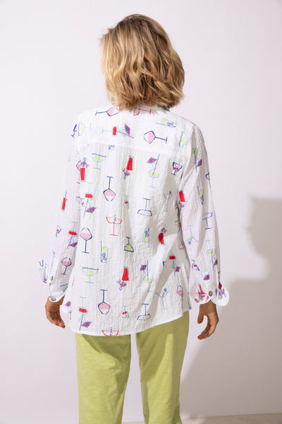 ESCAPE - MIRAGE COTTON POOL PARTY COCKTAILS  L/S SHIRT -E12311