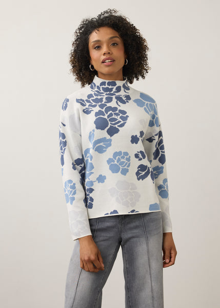 FDJ - MOCK NECK PRINT SWEATER - 1301535 - 2 Colours