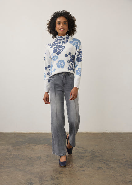 FDJ - MOCK NECK PRINT SWEATER - 1301535 - 2 Colours