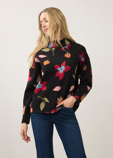FDJ - MOCK NECK PRINT SWEATER - 1301535 - 2 Colours