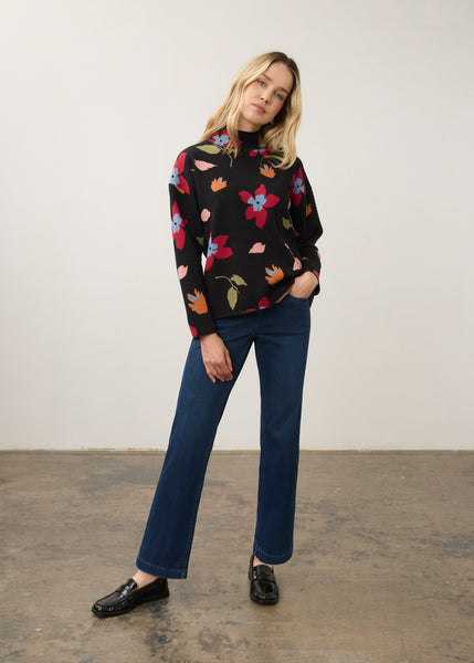 FDJ - MOCK NECK PRINT SWEATER - 1301535 - 2 Colours