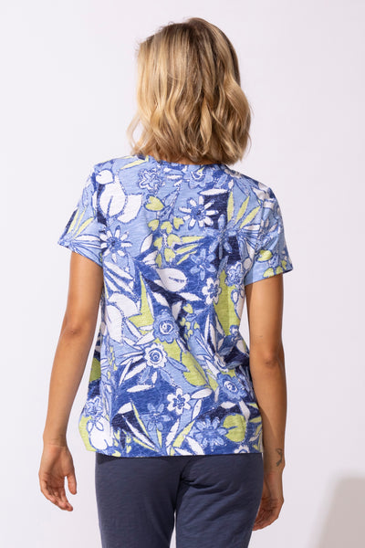 ESCAPE - FIJI FLORAL COTTON V NECK TEE - 13400- 2 Colours