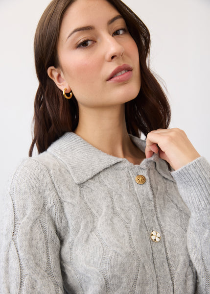 FDJ - CABLE BUTTON FRONT CARDIGAN - 1372961
