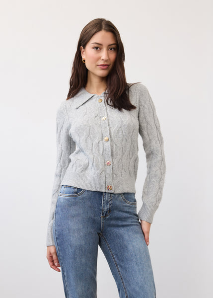 FDJ - CABLE BUTTON FRONT CARDIGAN - 1372961