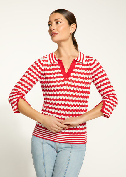 FDJ - 3/4 SLEEVE POLO SWEATER - 1456314- 3 Colours