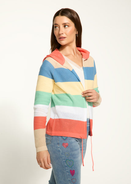 FDJ - PARASOL STRIPE POINTELLE HOODED CARDIGAN - 1631314