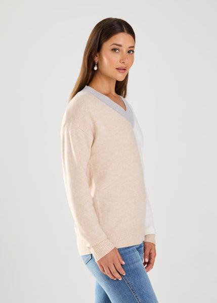 FDJ - OATMEAL / IVORY COLOUR BLOCK SWEATER - 1839333