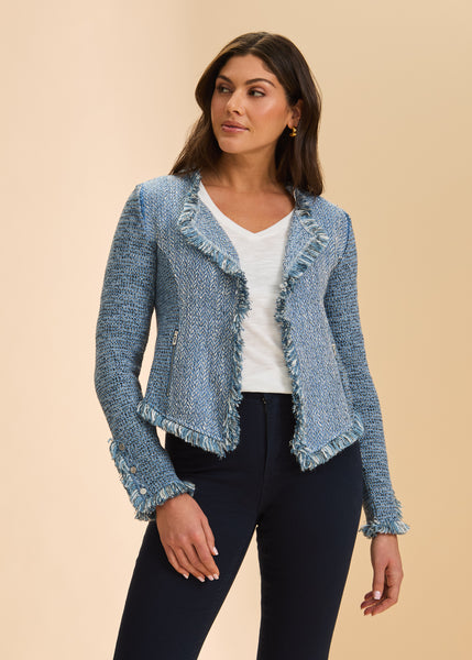 FDJ - KNIT TWEED FRAY TRIM JACKET -1927190