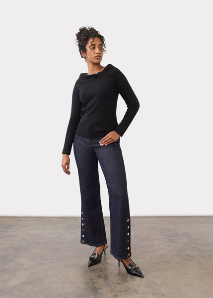 FDJ - BLACK OFF-SHOULDER SWEATER - 1983764