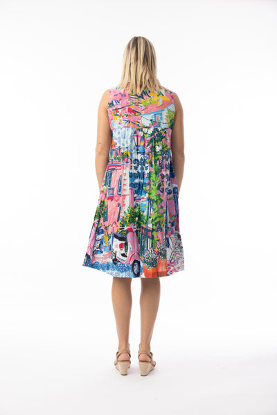 ORIENTIQUE - SCOOTER PRINT EASY FIT SLEEVELESS DRESS - 20155S