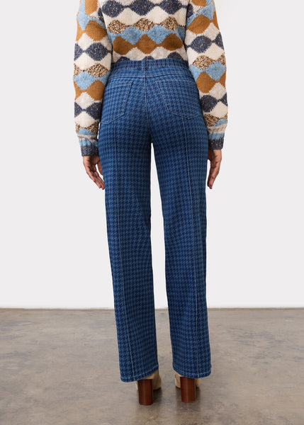 FDJ - STATEMENT DENIM - HOUNDSTOOTH PULL ON STRAIGHT LEG JEAN - 2054669