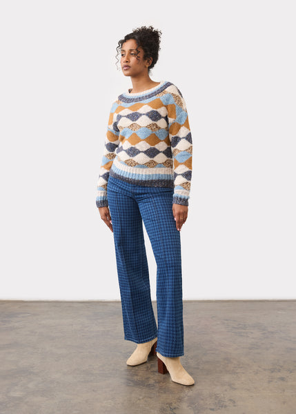FDJ - STATEMENT DENIM - HOUNDSTOOTH PULL ON STRAIGHT LEG JEAN - 2054669