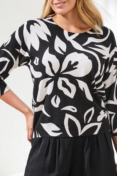 TRIBAL - PRINT  3/4 SLEEVE SWEATER - 2175O-8169 - 3 Colours