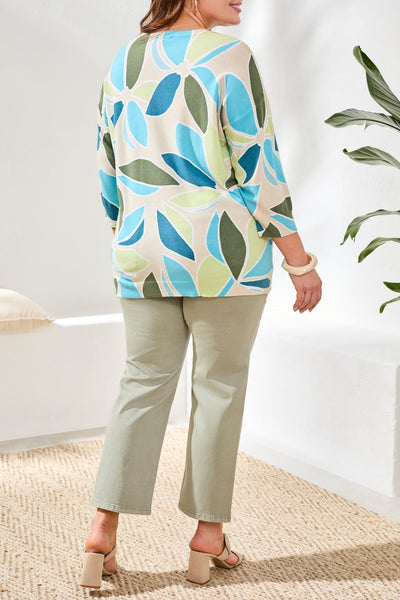 TRIBAL - PRINT  3/4 SLEEVE SWEATER - 2175O-8169 - 3 Colours