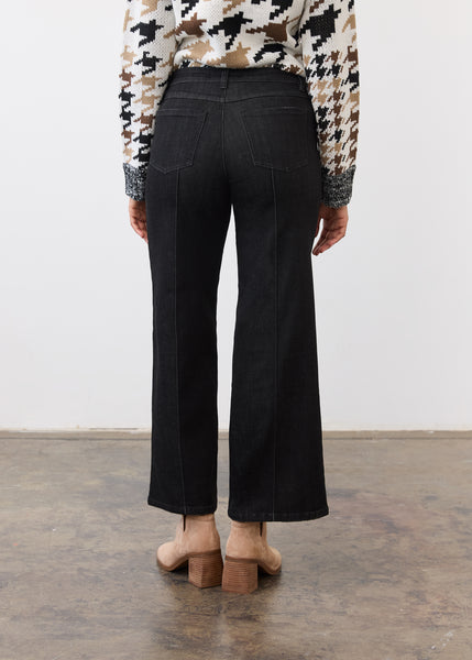 FDJ - BLACK CROSSHATCH DENIM - OLIVIA PINTUCK WIDE LEG JEAN -2200217