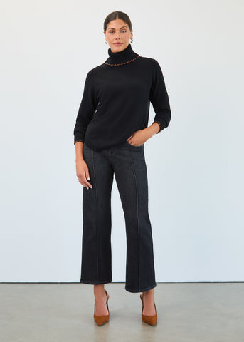 FDJ - BLACK STATEMENT DENIM OLIVIA PINTUCK WIDE LEG JEAN  -2200872