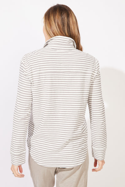 ESCAPE - PRIMO STRIPE SPLIT NECK TOP - E23544 - 2 Colours
