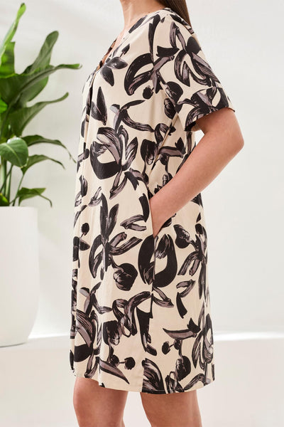 TRIBAL - SHORT SLEEVE TUNIC DRESS - 2427O-8414