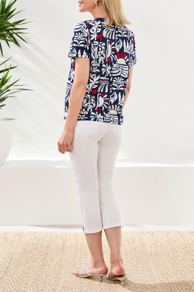 TRIBAL - JET BLUE GRAPHIC PRINT TOP -  2431O-8419