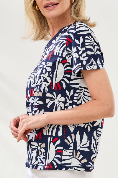 TRIBAL - JET BLUE GRAPHIC PRINT TOP -  2431O-8419