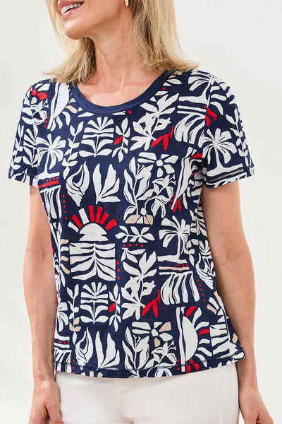 TRIBAL - JET BLUE GRAPHIC PRINT TOP -  2431O-8419