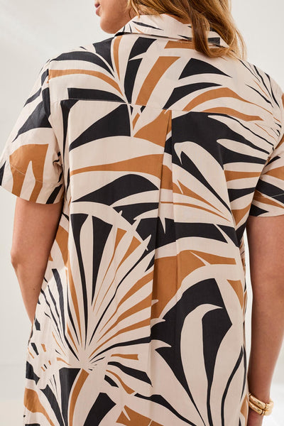 TRIBAL -  PRINT S/S SHIRT DRESS  - 2437O-8138- CANVAS