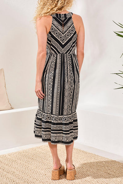 TRIBAL - BLACK PRINT DRESS -2458O-8429