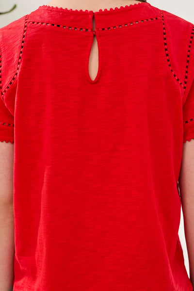 TRIBAL - SHORT SLEEVE W/ DOTTED LACE DETAIL - 2466O-8168- 4 Colours