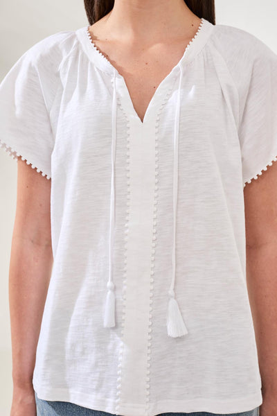 TRIBAL - SPLIT NECK TOP/ TASSEL - 2475O-8168 -3 Colours