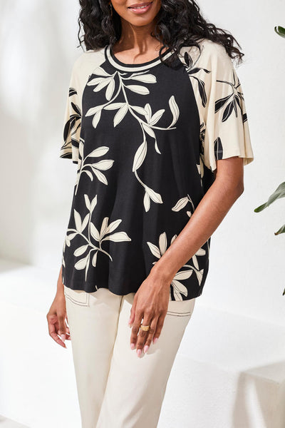 TRIBAL - FLUTTER SLEEVE COMBO PRINT TOP - 2480O-3457