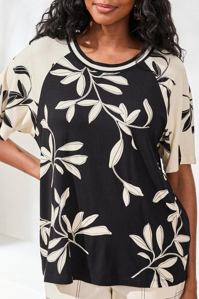 TRIBAL - FLUTTER SLEEVE COMBO PRINT TOP - 2480O-3457