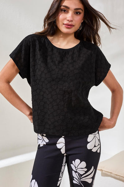 TRIBAL - CAP SLEEVE CREW NECK TOP - 2483O-8437 - 2 Colours