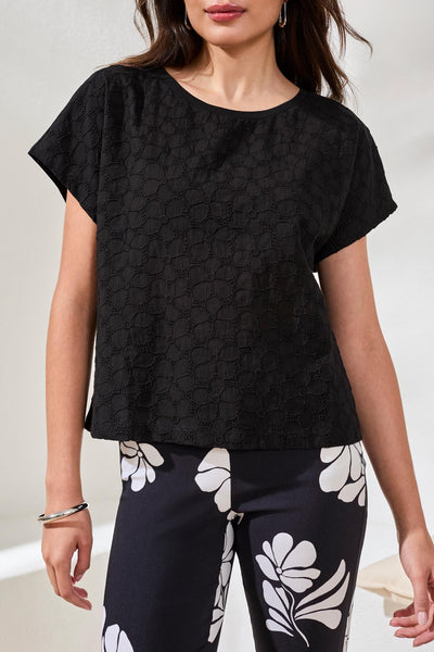 TRIBAL - CAP SLEEVE CREW NECK TOP - 2483O-8437 - 2 Colours