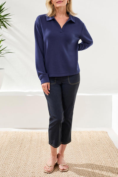 TRIBAL - TECHNO LUX - JOHNNY COLLAR TOP - 2488O-3390 - 2 Colours