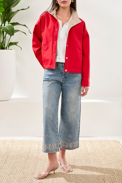 TRIBAL - REVERSIBLE WATER RESISTANT SNAP FRONT JACKET - 2494O-8440