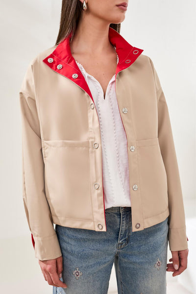 TRIBAL - REVERSIBLE WATER RESISTANT SNAP FRONT JACKET - 2494O-8440