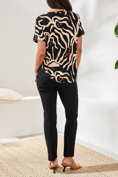 TRIBAL - CREW NECK TOP W/ SIDE RUCHING - 2498O-3457 - 5 Colours