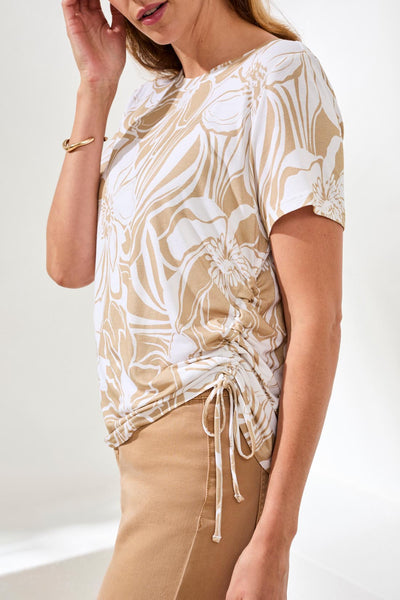 TRIBAL - CREW NECK TOP W/ SIDE RUCHING - 2498O-3457 - 5 Colours