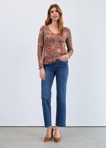 FDJ - STATEMENT DENIM - OLIVIA METALLIC PINSTRIPE STRAIGHT ANKLE JEAN - 2507779