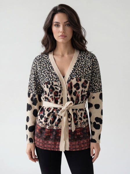 CYC - MIXED PRINT TIE CARDIGAN - 262-8060