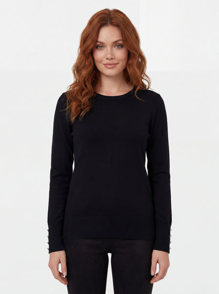 CYC- BUTTON TRIM LONG SLEEVE LIGHT WEIGHT SWEATER - 262-9090 - 4 colours