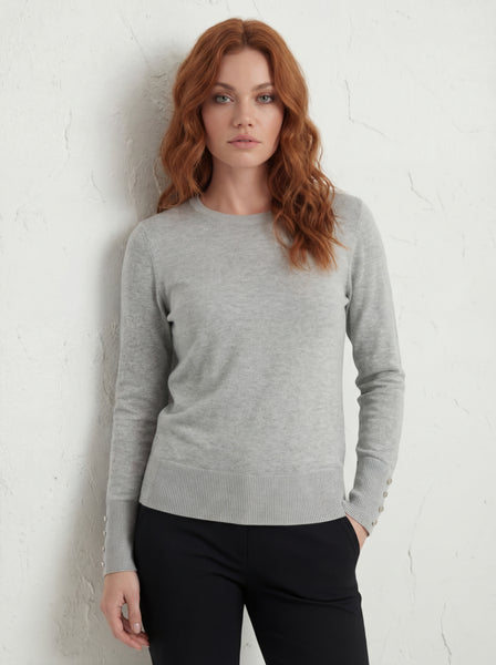 CYC- BUTTON TRIM LONG SLEEVE LIGHT WEIGHT SWEATER - 262-9090 - 4 colours