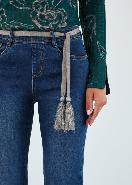 FDJ - SCALLOP BLING HEM PULL ON STRAIGHT LEG JEAN - 2728699