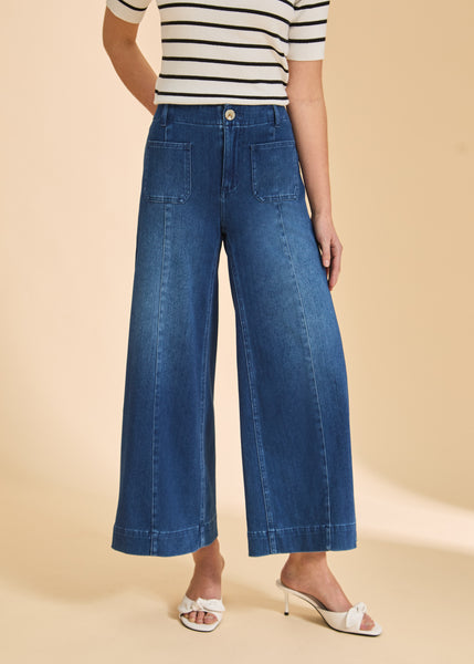 FDJ - LIGHTWEIGHT KNIT PULL ON WIDE LEG CROP PANT- 2915131 - 2 Colours