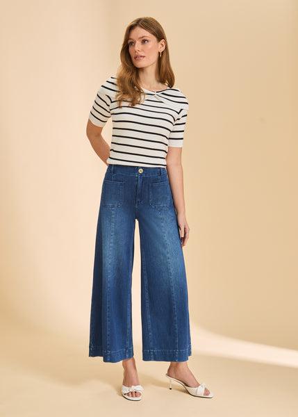 FDJ - LIGHTWEIGHT KNIT PULL ON WIDE LEG CROP PANT- 2915131 - 2 Colours